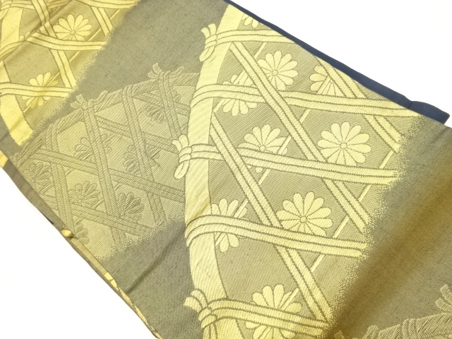 蛇籠に菊模様織出し名古屋帯